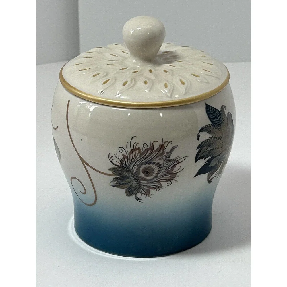 Feathered Flowers Sugar‎ Jar With Cover